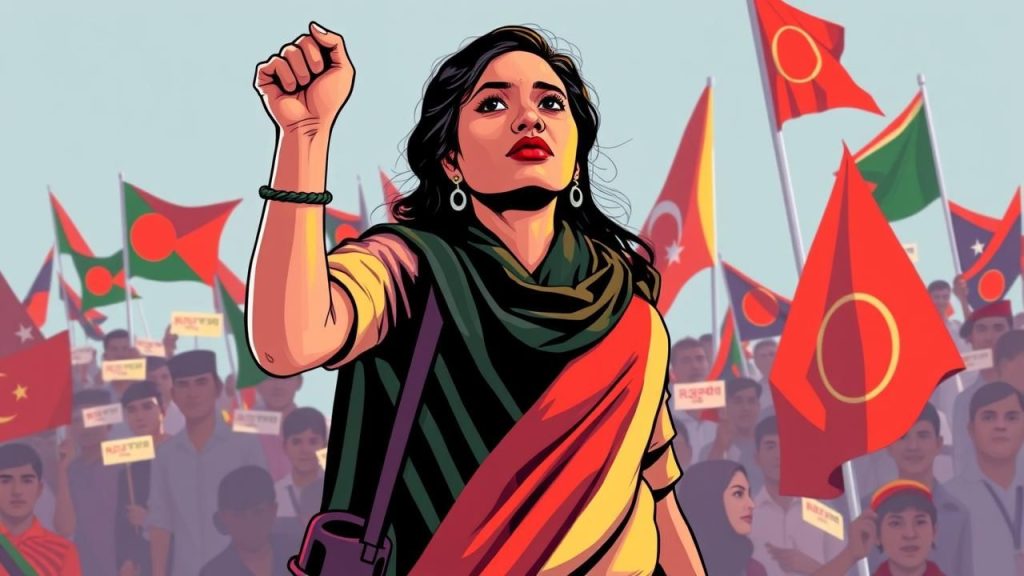 Bangladeshi Female Political Activist Illustration